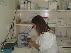 Medical electives in Africa - A Medical elective student working in a Medical Lab