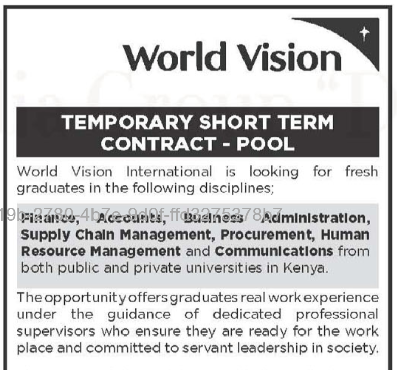 World vision ghana job vacancy