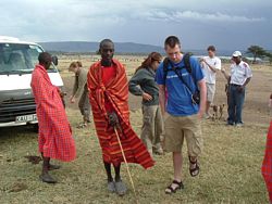 Volunteers visit Masai village.