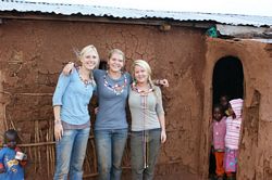 Masai volunteers outside a Masai Manyatta