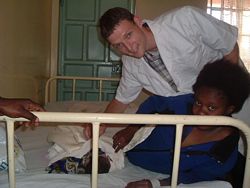 A pre-med volunteer in a hospital facility.